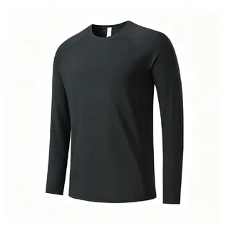 Ice-Silk Stretch Long-Sleeve Sports T-Shirt — Black · garment