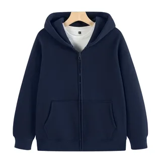 500gsm Sherpa-Lined Zip Hoodie — Navy · garment