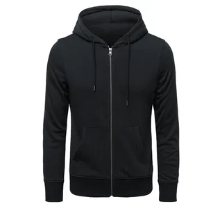 250–300gsm Cotton-Blend Zip Hoodie — Black · garment