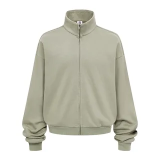 410gsm Stand-Collar Zip Sweatshirt Jacket — Khaki Green · garment