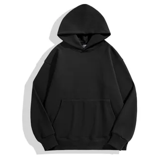 500gsm Fleece Pullover Hoodie — Black · garment
