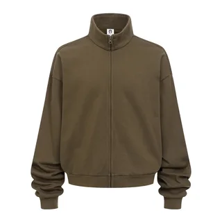 410gsm Stand-Collar Zip Sweatshirt Jacket — Taupe · garment