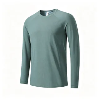 Ice-Silk Stretch Long-Sleeve Sports T-Shirt — Green · garment