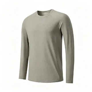 Ice-Silk Stretch Long-Sleeve Sports T-Shirt — Khaki · garment