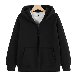 500gsm Sherpa-Lined Zip Hoodie — Black · garment