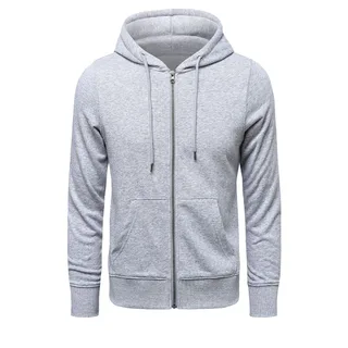 250–300gsm Cotton-Blend Zip Hoodie — Heather Grey · garment