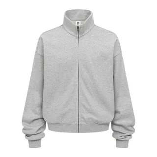 410gsm Stand-Collar Zip Sweatshirt Jacket — Heather Grey · garment