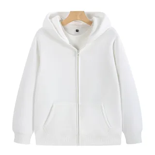500gsm Sherpa-Lined Zip Hoodie — White · garment