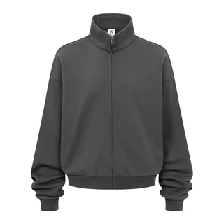 410gsm Stand-Collar Zip Sweatshirt Jacket — Dark Grey · garment