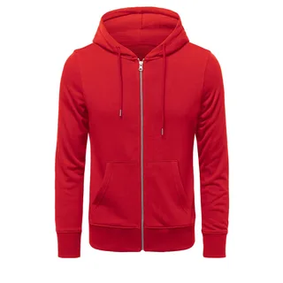 250–300gsm Cotton-Blend Zip Hoodie — Red · garment
