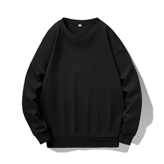 250–300gsm Cotton-Blend Crewneck Sweatshirt — Black · garment