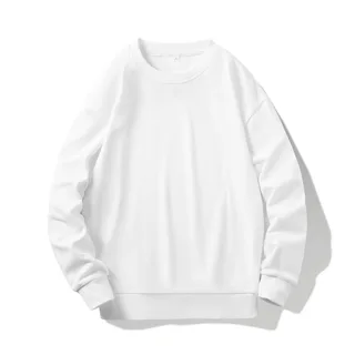 250–300gsm Cotton-Blend Crewneck Sweatshirt — White · garment