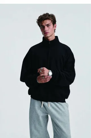 410gsm Stand-Collar Zip Sweatshirt Jacket — On-body fit / 03