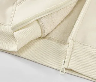 500gsm Sherpa-Lined Zip Hoodie — Pocket and hem