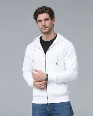 250–300gsm Cotton-Blend Zip Hoodie — Light colour fit