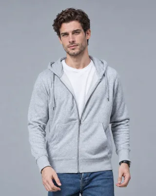 250–300gsm Cotton-Blend Zip Hoodie — Grey fit