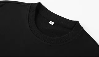 250–300gsm Cotton-Blend Crewneck Sweatshirt — Neckline and label