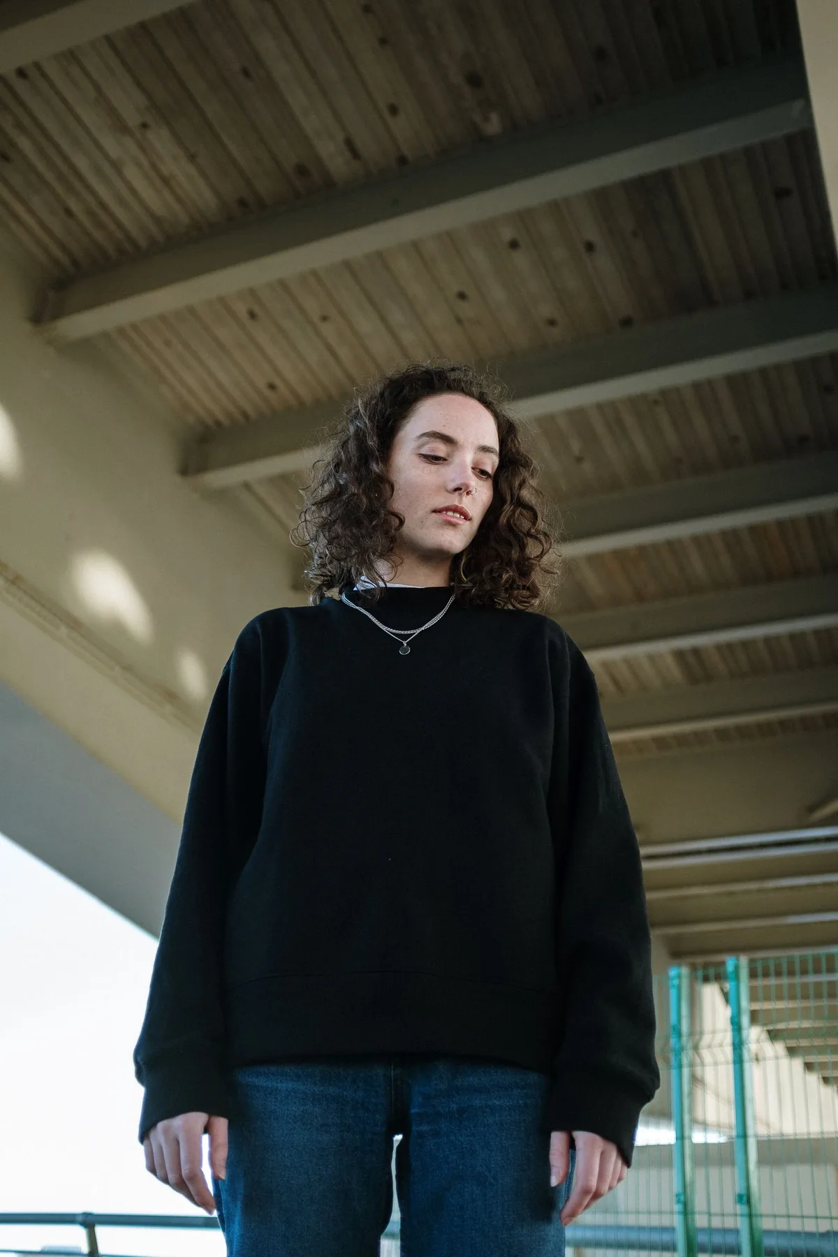 Representative styling image — On-body drape — crewneck reference