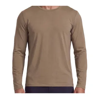 Seamless Stretch Long-Sleeve Sports T-Shirt — Tile Brown · garment