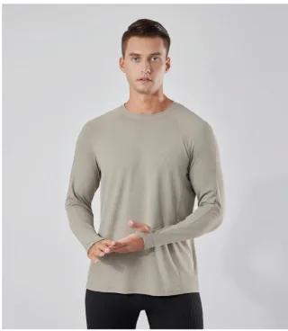 Ice-Silk Stretch Long-Sleeve Sports T-Shirt — Front fit