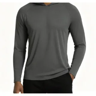 Sun-Protection Hooded Outdoor Sports Top — Dark Grey · garment
