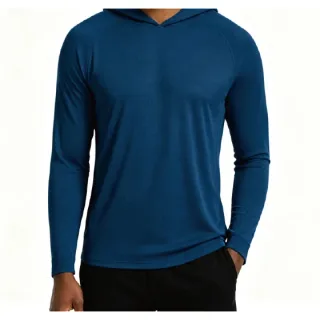 Sun-Protection Hooded Outdoor Sports Top — Navy · garment