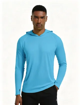 Sun-Protection Hooded Outdoor Sports Top — Front fit
