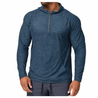 Quick-Dry Hooded Sports Top — Fantasy Blue Pattern · garment