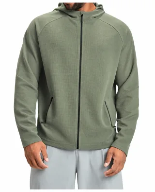 Men's Waffle Zip Sports Jacket — Tender Grass Green · garment