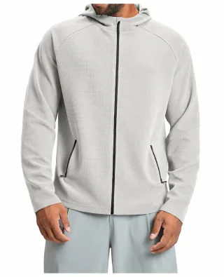 Men's Waffle Zip Sports Jacket — Nut Apricot · garment