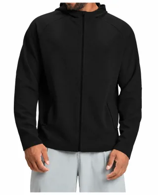 Men's Waffle Zip Sports Jacket — Premium Black · garment