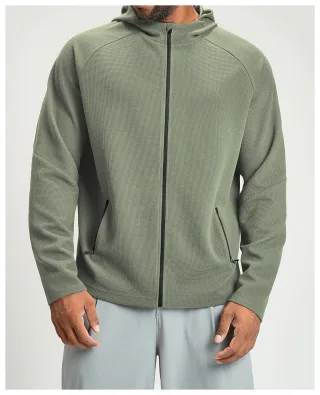 Men's Waffle Zip Sports Jacket — Front garment view