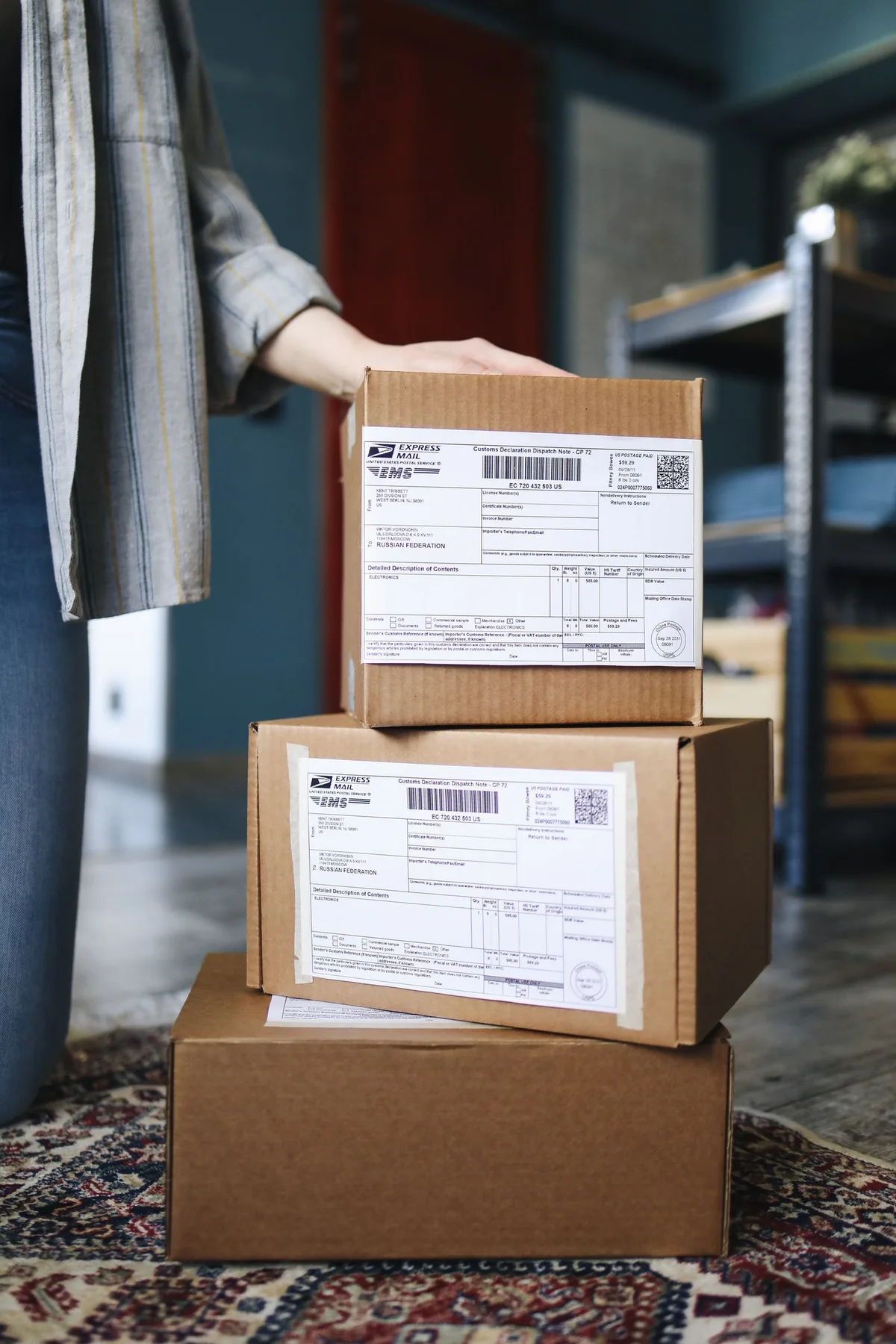 Representative stock photograph of parcels ready for dispatch