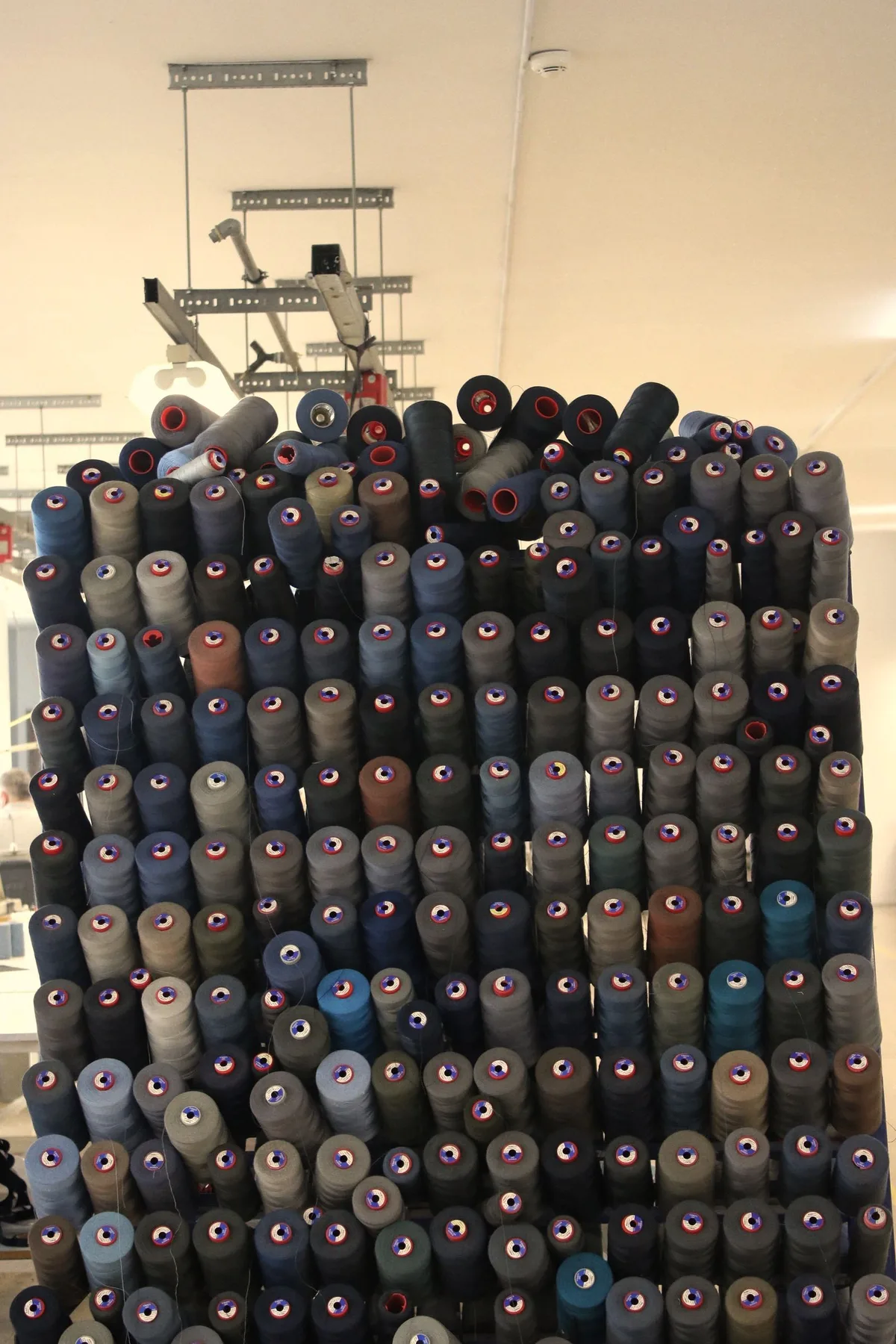 Representative stock photograph of thread spools and garment trims